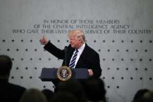 U.S. President Donald Trump delivers remarks during a visit to the Central Intelligence Agency (CIA) in Langley, Virginia U.S. January 21, 2017. REUTERS/Carlos Barria